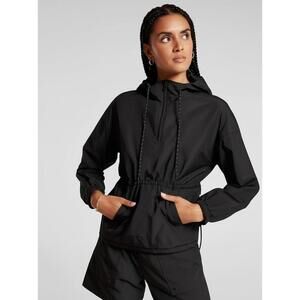 CALIA Windbreaker Womens Size M Black Hooded Anorak Pullover Water Repellent Act
